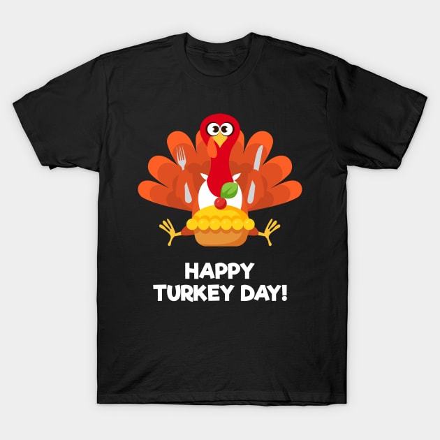 Happy Turkey Day With Turkey Eating a Cake T-Shirt by Dendisme_Art